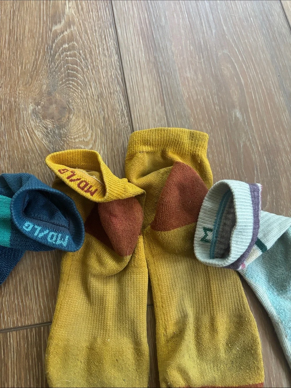 3 pairs of Boys REI Coop Casual Socks - Blue, gold, Light blue